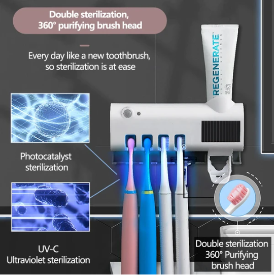 UV Light Toothbrush Cleaner & Toothpaste Dispenser