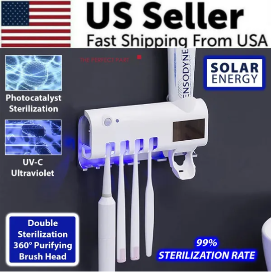 UV Light Toothbrush Cleaner & Toothpaste Dispenser